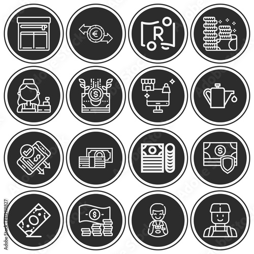 16 pack of liquidity  lineal web icons set