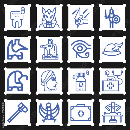 16 pack of medical science  lineal web icons set