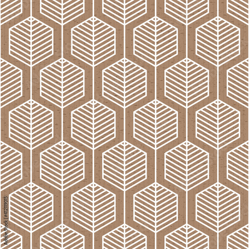 Scandinavian folk art seamless vector pattern with hexagons and lines in geometric style