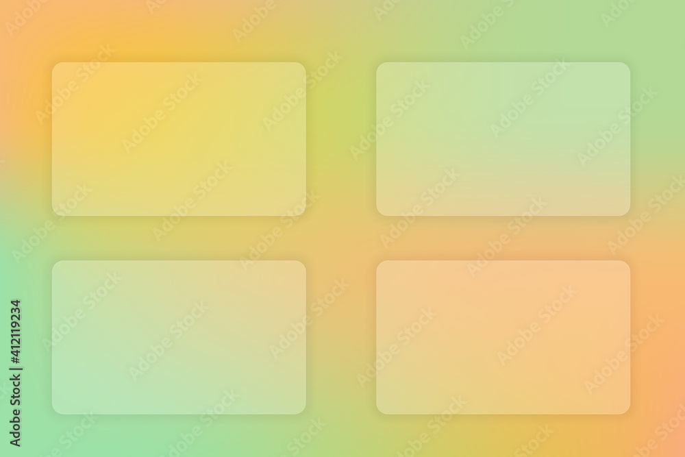 Abstract gradient background. Transparent frame in glass morphism style