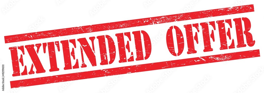 EXTENDED OFFER text on red grungy rectangle stamp. EXTENDED OFFER text on red grungy rectangle stamp.