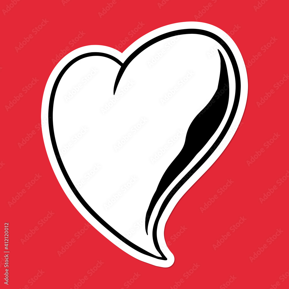 White heart sticker with a white border on a red background vector White heart sticker with a white border on a red background vector