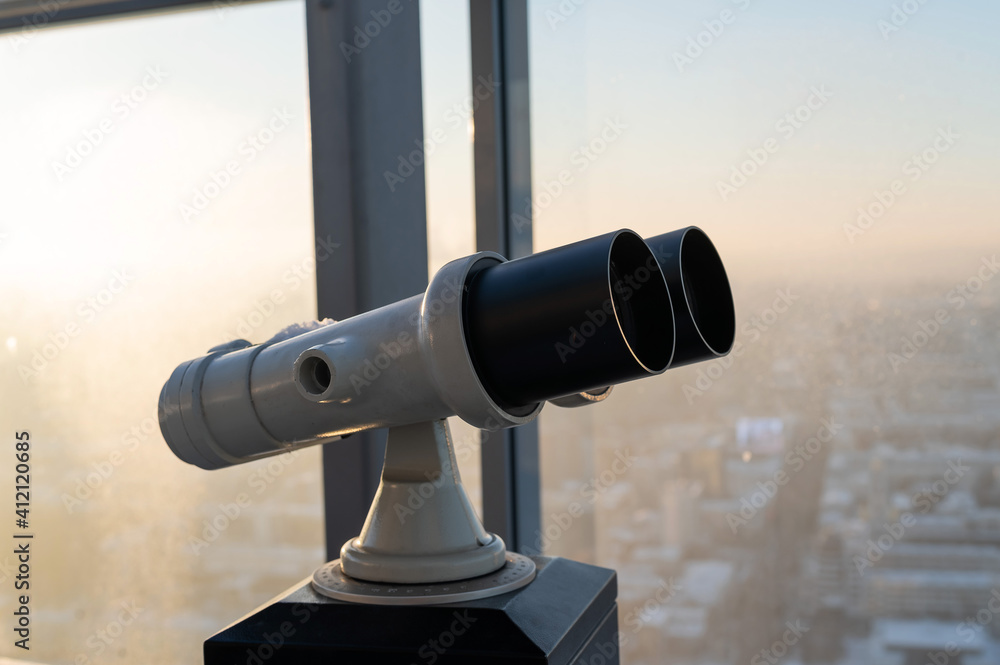 Binoculars on the observation deck of a skyscraper. Binoculars on the observation deck of a skyscraper.