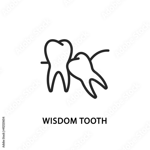 Wisdom tooth flat line icon. Vector illustration stomatology clinic symbol