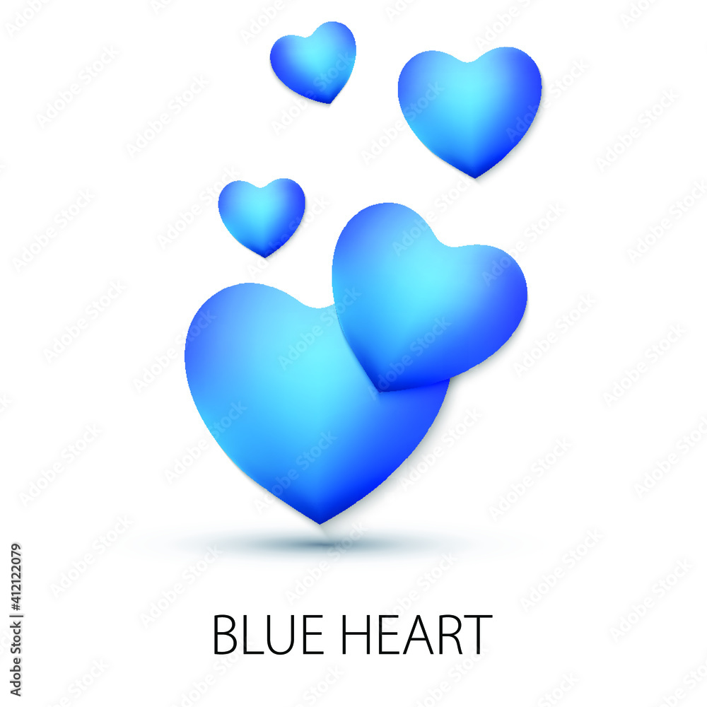 Blue glossy heart vector design. Eps 10 vector illustration.