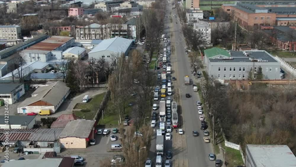 Large traffic jam in city due to severe traffic accident Large traffic jam in city due to severe traffic accident