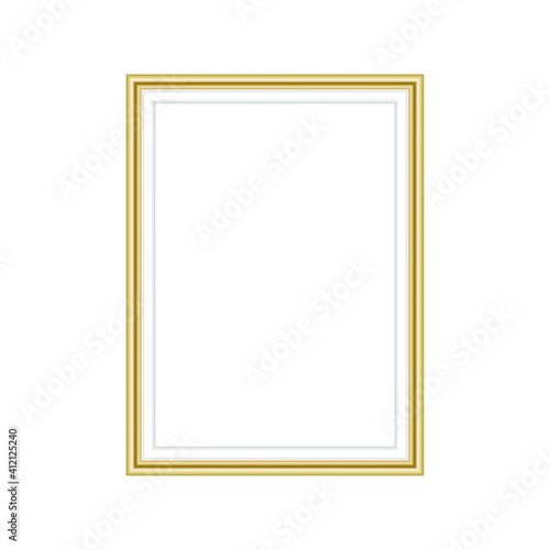 Realistic gold frame isolated on white background. Perfect for your presentations. Vector illustration.