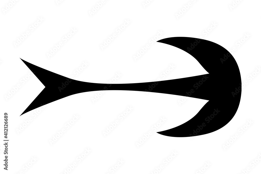 A flat black arrow icon. Direction sign, navigation button. Good for projects. A flat black arrow icon. Direction sign, navigation button. Good for projects.