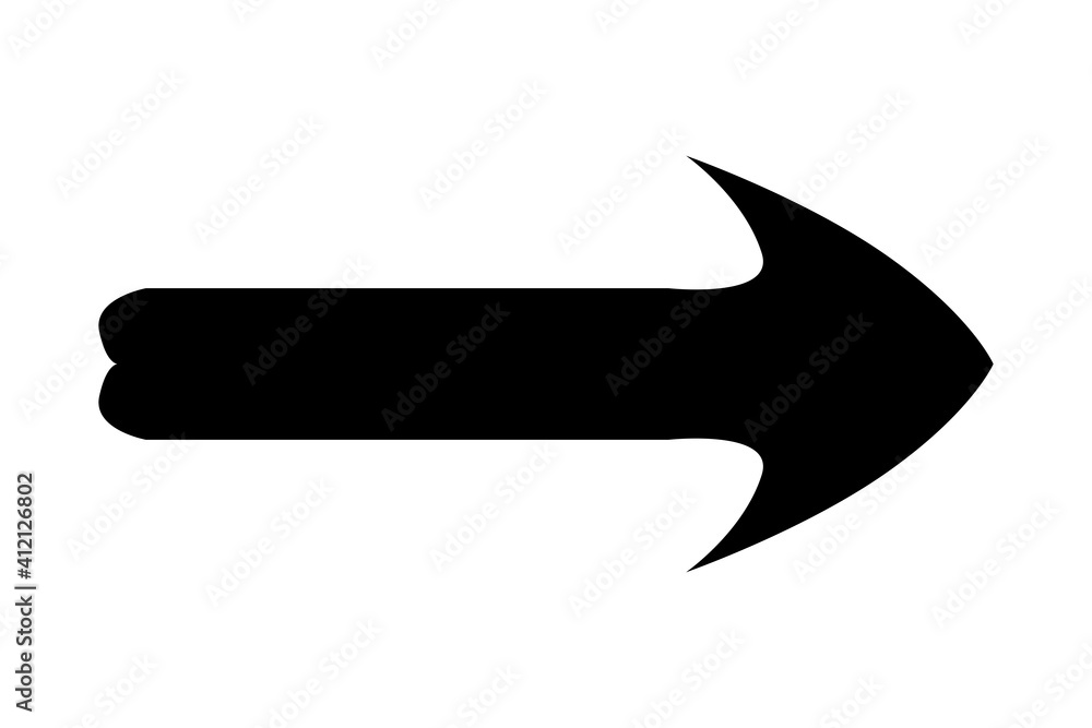 A flat black arrow icon. Direction sign, navigation button. Good for projects. A flat black arrow icon. Direction sign, navigation button. Good for projects.