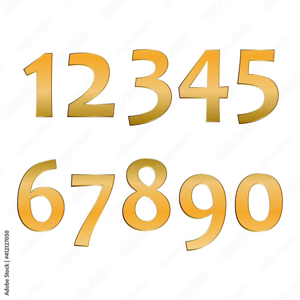 numbers set.Vector golden number. Beautiful metal design for decoration. Symbol elegance royal graphic, fashion signs. numbers set.Vector golden number. Beautiful metal design for decoration. Symbol elegance royal graphic, fashion signs.