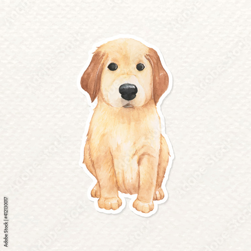 Hand drawn golden retriever dog sticker vector