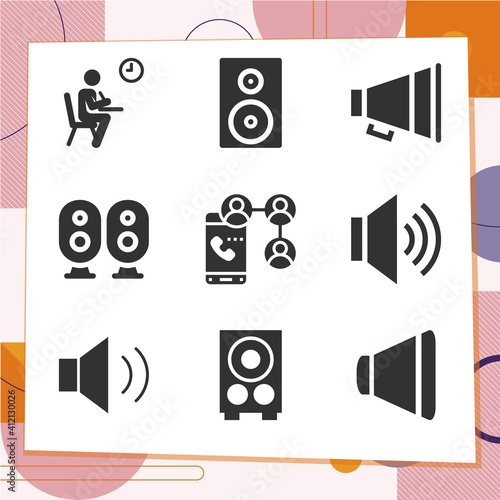 Simple set of 9 icons related to teacher