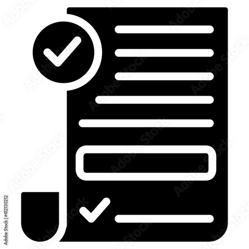  Icon of verified document, solid design of accepted file