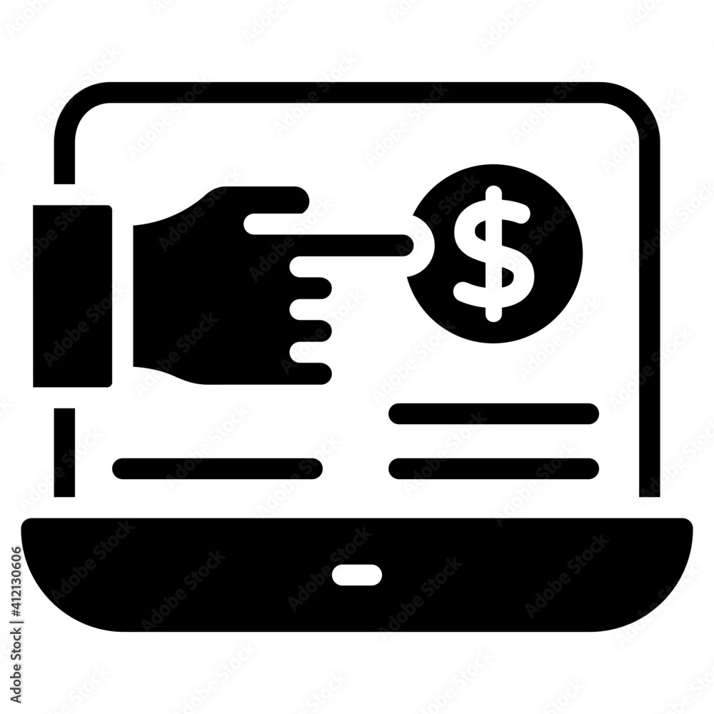 Glyph design, icon of online investment Glyph design, icon of online investment
