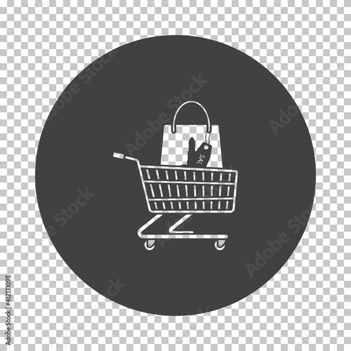 Shopping Cart With Bag Of Cosmetics Icon