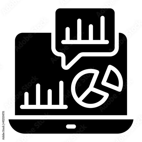 Icon of analytical chat, solid design