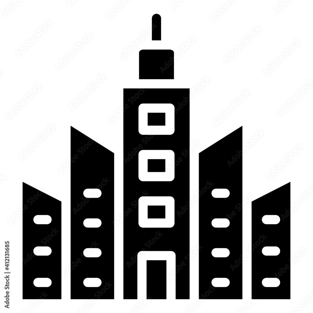 Icon of office building, solid design Icon of office building, solid design
