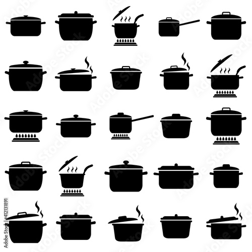 Cooking pan icon, logo isolated on white background