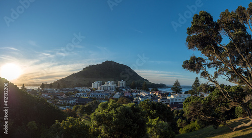 Mount Maunganui mauoa at sunset from pilot bay and mount drury tauranga