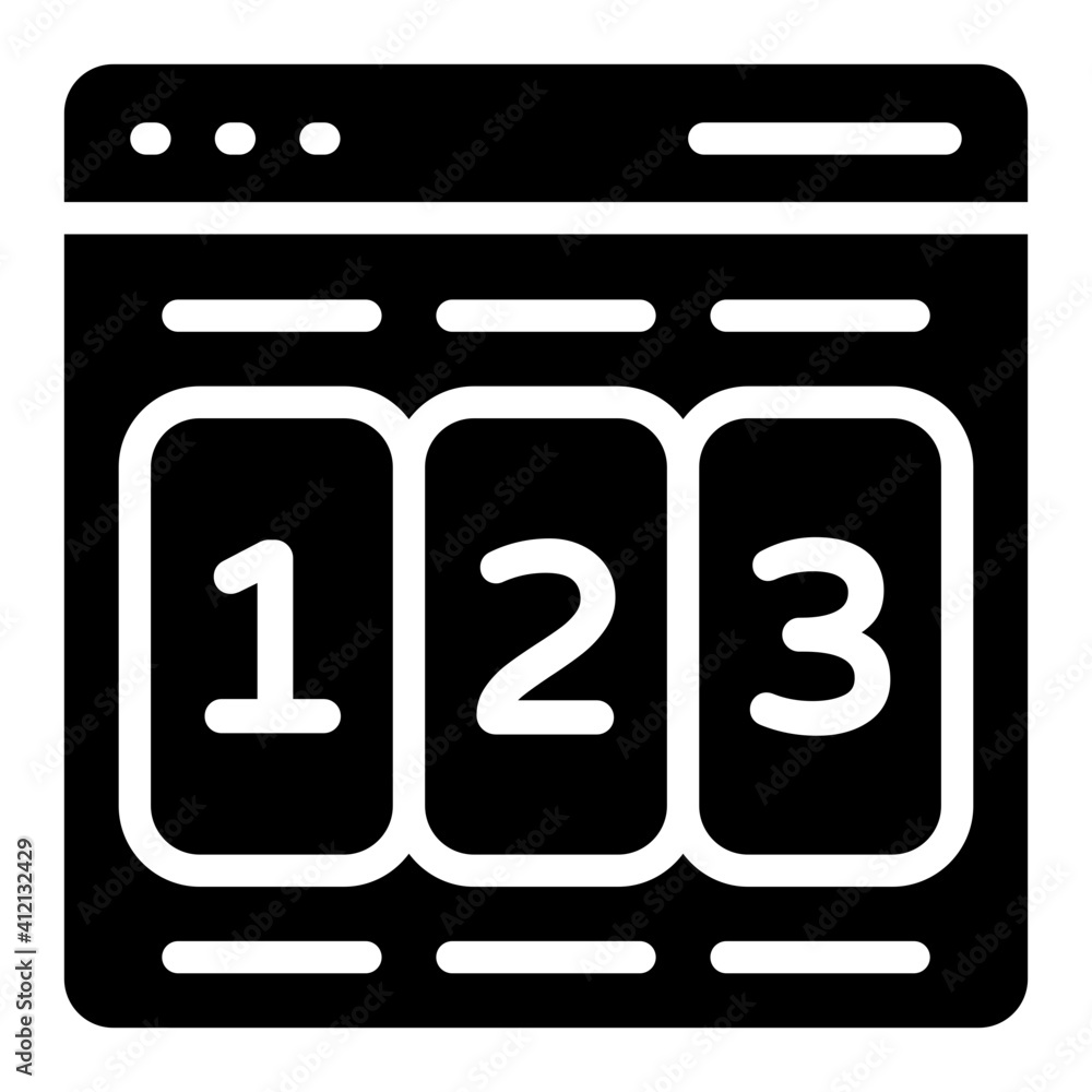 Icon of web position ranking, glyph design Icon of web position ranking, glyph design