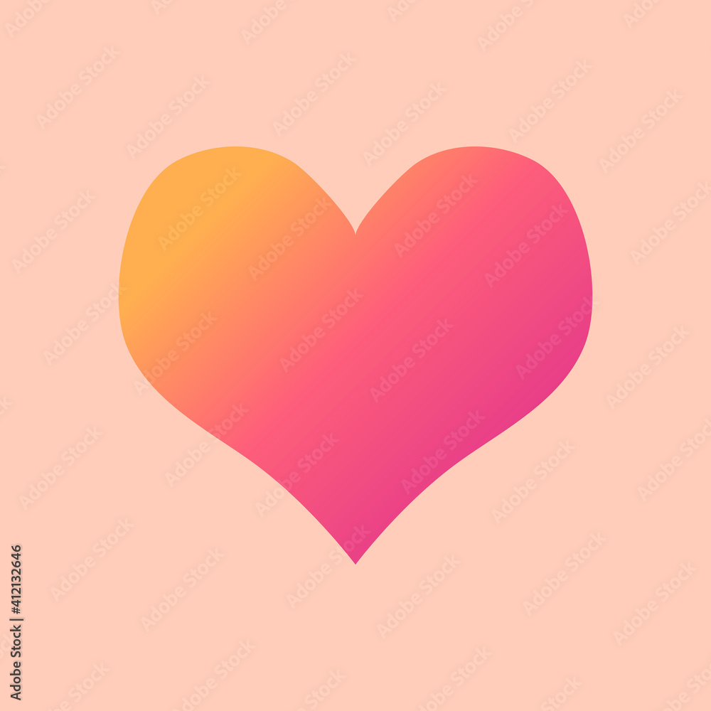 Pink gradient heart geometric shape vector