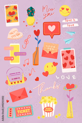 Set of love icon vector