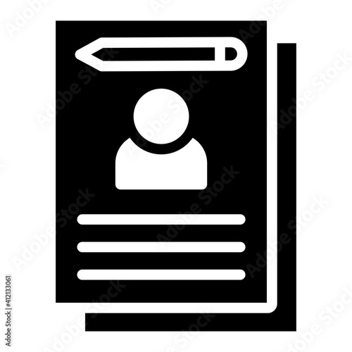 Pencil with paper showcasing biography icon