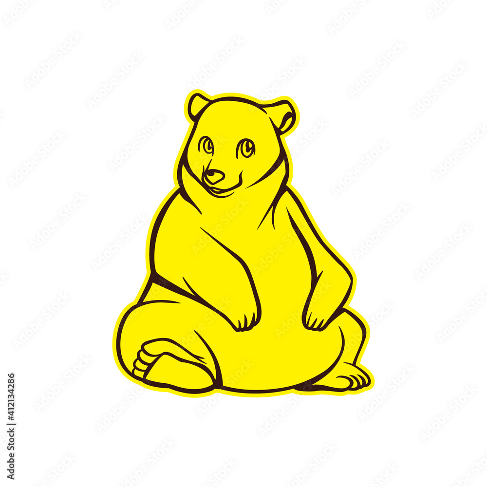 Naklejka premium Bear Cute Line Art | Animal Illustrations | World Wildlife Day