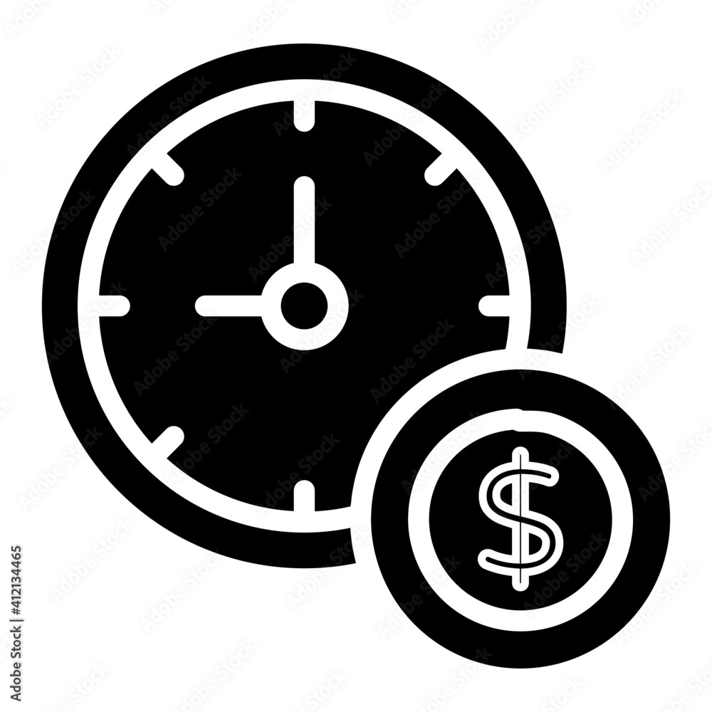 Time is money icon in modern design, clock with dollar Time is money icon in modern design, clock with dollar