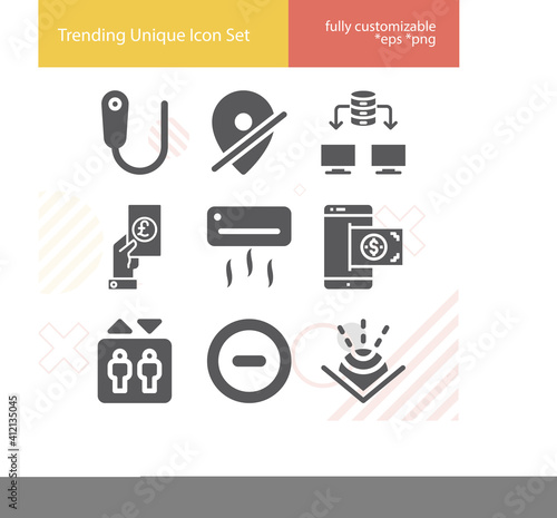 Simple set of procedure related filled icons.