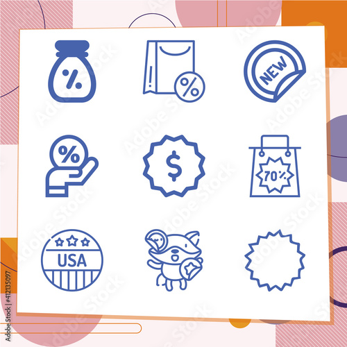 Simple set of 9 icons related to interest rate