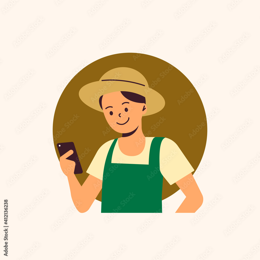 Farmer using technology vector digital agriculture Farmer using technology vector digital agriculture