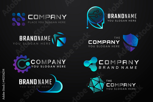 Gradient business logo vector minimal icon set
