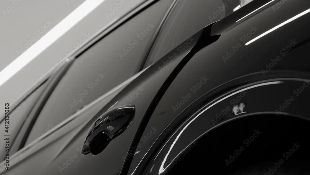Smooth door closing and automatic door closer on a new prestigious car Smooth door closing and automatic door closer on a new prestigious car