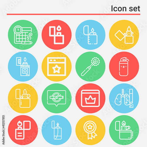 16 pack of cigar  lineal web icons set