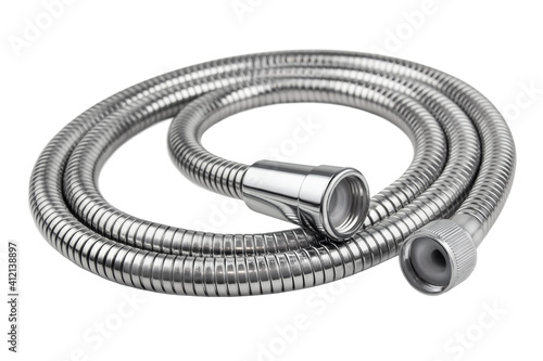 Duschschlauch Nahaufnahme auf weissem Hintergrund