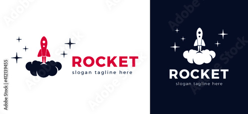 rocket advance technology launching vector logo design