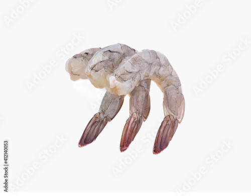 Raw prawns isolated on white background