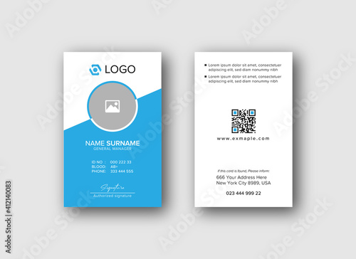 Modern ID Card Template with an author photo place | Office Id Card Layout | Employee Id Card for Your Business or Company