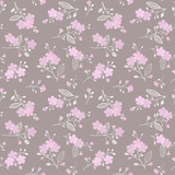 Seamless pastel colored pattern with spring flowering twigs Floral background