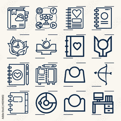 Simple set of entries related lineal icons. photo