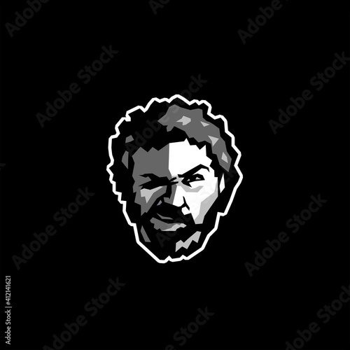 Barbershop sport male face logo emblem sign face portrait black and white