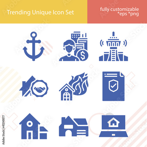 Simple set of tenants related filled icons.