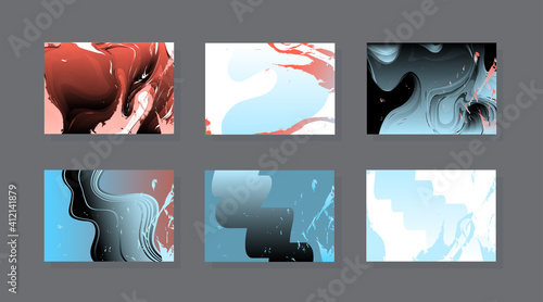 Modern abstract covers set, Modern colorful wave liquid flow poster. Cool gradient shapes composition, vector covers design.
