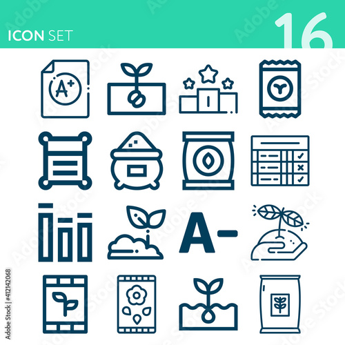 Simple set of 16 icons related to ranked