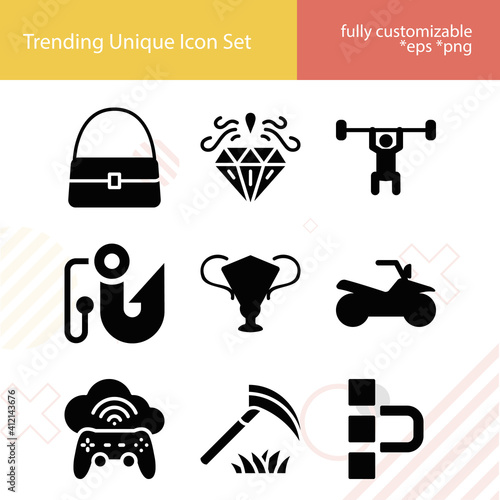 Simple set of objectivity related filled icons.