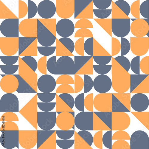 Abstract pattern of circle, round amd simple geometry shape with yellow amd grey color on white background.
