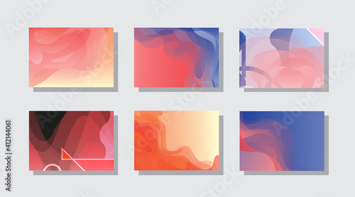 Modern abstract covers set, Modern colorful wave liquid flow poster. Cool gradient shapes composition, vector covers design.