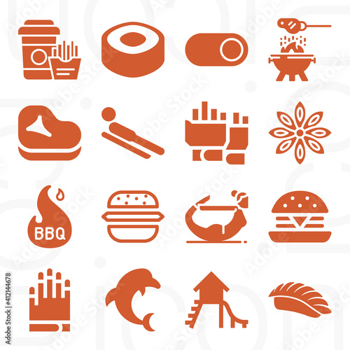 16 pack of slack  filled web icons set