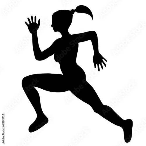Vector silhouette abstract figure of running woman